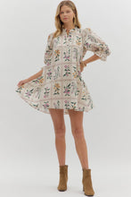 Load image into Gallery viewer, Florence- Ecru Floral panel elegant adjustable width dress
