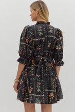 Load image into Gallery viewer, Florence- Black Floral panel elegant adjustable width dress
