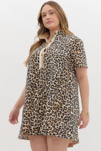 Load image into Gallery viewer, Plus Leo- Leopard print contrast high collar dress

