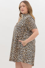 Load image into Gallery viewer, Plus Leo- Leopard print contrast high collar dress
