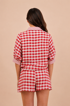 Load image into Gallery viewer, Gingham print two piece red shorts set
