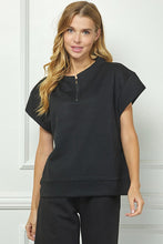 Load image into Gallery viewer, PLUS CALLIE- Black quarter Zip up textured top ss4487
