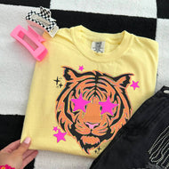 Butter yellow Pink Star Tiger Tee
