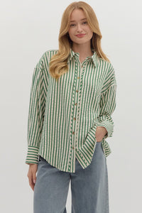 Oxford- Hunter striped textured button up top