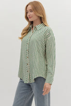 Load image into Gallery viewer, Oxford- Hunter striped textured button up top
