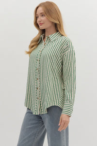 Oxford- Hunter striped textured button up top