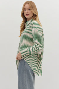 Oxford- Hunter striped textured button up top