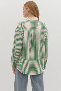 Oxford- Hunter striped textured button up top