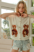 Load image into Gallery viewer, Teddy- Bear with bow button down sweater

