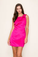 CUTIE- Magenta bow detail tie shoulder dress- Fancy collection
