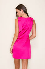 Load image into Gallery viewer, CUTIE- Magenta bow detail tie shoulder dress
