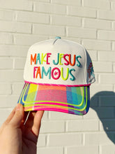 Load image into Gallery viewer, COLORFUL PLAID MAKE JESUS FAMOUS HAT - Poppy &amp; Pine hat
