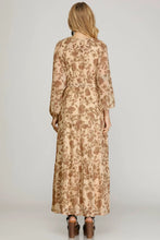 Load image into Gallery viewer, Plus Natalie- Long Sleeve Cream woven Floral Print Maxi dress
