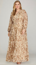 Load image into Gallery viewer, Plus Natalie- Long Sleeve Cream woven Floral Print Maxi dress
