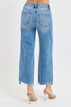 Load image into Gallery viewer, RISEN JEANS- High Rise Medium wash distressed wide leg jeans
