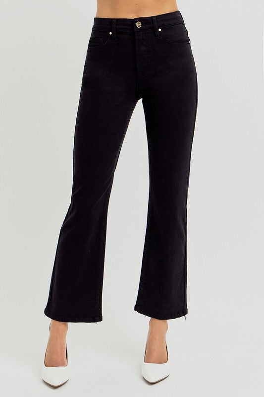 RISEN JEANS-Tummy Control High Rise Cropped kick flare