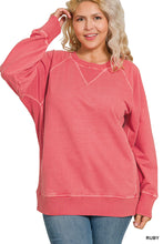 Load image into Gallery viewer, Plus Zena- Ruby Pigment dyed French Terry sweatshirt with pockets
