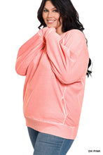 Load image into Gallery viewer, Plus Zena- Dusty Pink Pigment dyed French Terry sweatshirt with pockets
