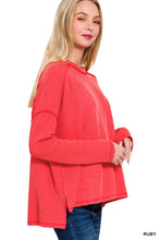 Load image into Gallery viewer, Belle- Ruby Raised Ribbed boat neck long sleeve top
