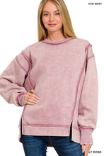 Load image into Gallery viewer, MARIAH- Washed Ash Rose Exposed Seam fleece sweatshirt
