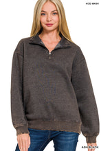 Load image into Gallery viewer, GINA- Washed Ash Black Half zip collared sweatshirt
