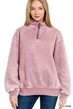 Load image into Gallery viewer, GINA- Washed Ash Rose Half zip collared sweatshirt
