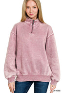 GINA- Washed Ash Rose Half zip collared sweatshirt