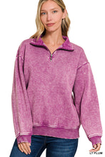 Load image into Gallery viewer, GINA- Washed light plum Half zip collared sweatshirt
