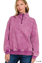 Load image into Gallery viewer, GINA- Washed light plum Half zip collared sweatshirt
