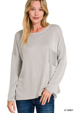 Load image into Gallery viewer, Reno-Light Gray Ribbed oversized long sleeve top
