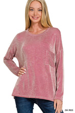 Load image into Gallery viewer, Reno- Red Ribbed oversized long sleeve top
