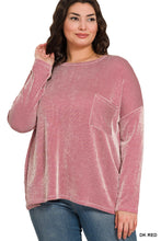Load image into Gallery viewer, Plus Reno- Red Ribbed oversized long sleeve top
