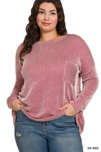 Load image into Gallery viewer, Plus Reno- Red Ribbed oversized long sleeve top
