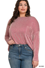 Load image into Gallery viewer, Plus Reno- Red Ribbed oversized long sleeve top

