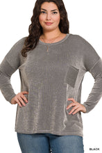 Load image into Gallery viewer, Plus Reno- Black Ribbed oversized long sleeve top

