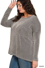 Load image into Gallery viewer, Plus Reno- Black Ribbed oversized long sleeve top
