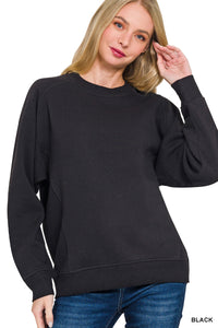 Morgan- Black Ribbed side raglan sweatshirt