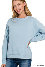 Load image into Gallery viewer, Morgan- Ash Blue Ribbed side raglan sweatshirt
