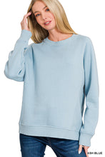 Load image into Gallery viewer, Morgan- Ash Blue Ribbed side raglan sweatshirt
