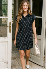 Load image into Gallery viewer, Mini polka dot navy denim button down dress
