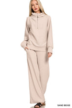 Load image into Gallery viewer, MELINA- Sand Beige Ribbed half zip collared Two piece Set
