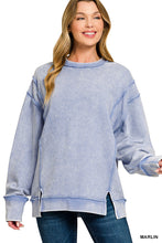 Load image into Gallery viewer, EMILY- Marlin WASHED DOUBLE RIBBED EXPOSED-SEAM PULLOVER
