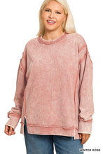 Load image into Gallery viewer, PLUS EMILY- Rose WASHED DOUBLE RIBBED EXPOSED-SEAM PULLOVER
