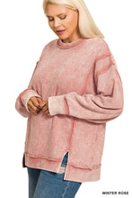 Load image into Gallery viewer, PLUS EMILY- Rose WASHED DOUBLE RIBBED EXPOSED-SEAM PULLOVER
