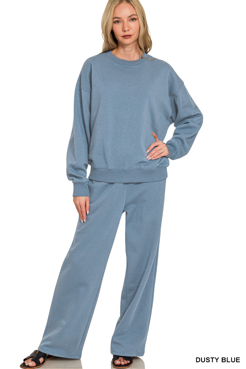 HELEN- Boyfriend fit Dusty Blue sweatpants two piece set