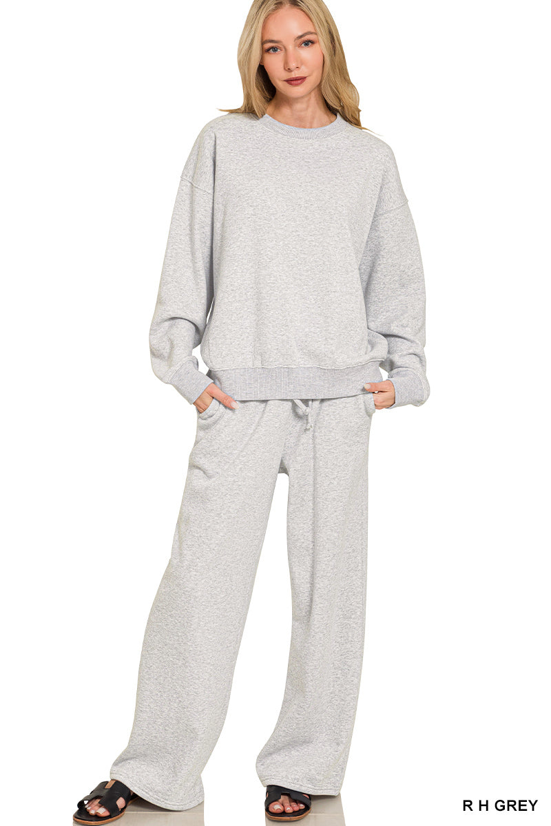 HELEN- Boyfriend fit Heather Gray sweatpants two piece set