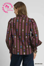 Load image into Gallery viewer, Lala Top- Umgee exclusive chocolate printed Victorian collared top
