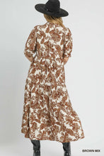 Load image into Gallery viewer, Teresa - Umgee Brown Mix floral print ankle length dress
