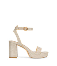 Load image into Gallery viewer, Gold chunky heel ankle strapped sandals
