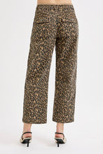 Load image into Gallery viewer, Plus RISEN JEANS- Leopard Mid Rise cropped relaxed fit Barel leg jeans
